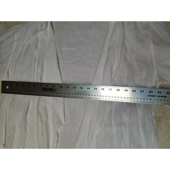 Erica Tang V Womens Large Linen Drape Open Cardigan Jacket White Lightweight - Picture 6 of 8